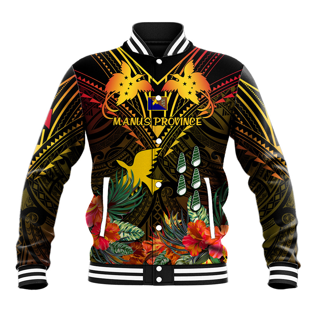 Papua New Guinea Manus Province Baseball Jacket Papua Niugini Coat Of Arms With Flag Style LT14 Unisex Black - Polynesian Pride