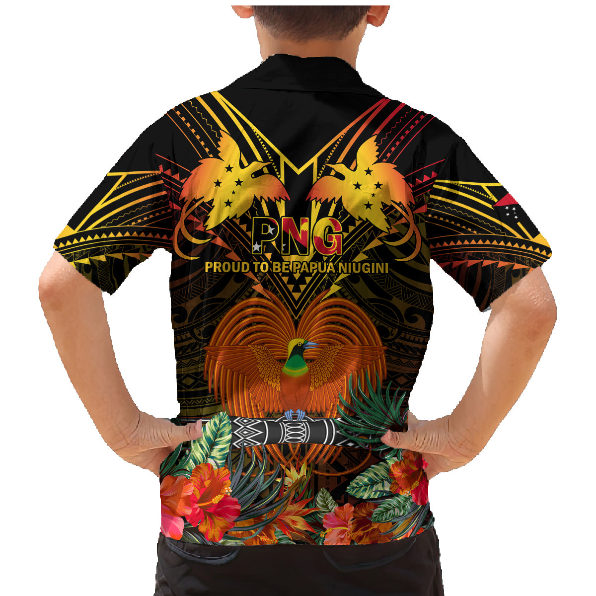 Papua New Guinea Manus Province Family Matching Mermaid Dress and Hawaiian Shirt Papua Niugini Coat Of Arms With Flag Style LT14 - Polynesian Pride