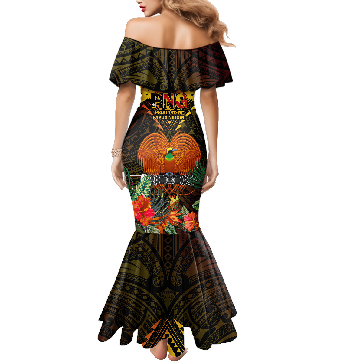 Papua New Guinea Manus Province Family Matching Mermaid Dress and Hawaiian Shirt Papua Niugini Coat Of Arms With Flag Style LT14 - Polynesian Pride