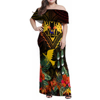 papua-new-guinea-manus-province-family-matching-off-shoulder-maxi-dress-and-hawaiian-shirt-papua-niugini-coat-of-arms-with-flag-style
