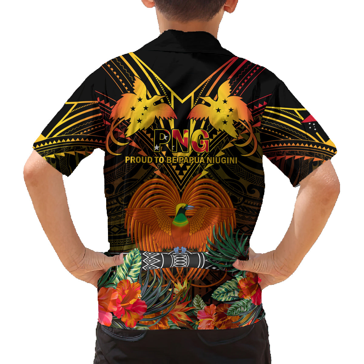 Papua New Guinea Manus Province Family Matching Summer Maxi Dress and Hawaiian Shirt Papua Niugini Coat Of Arms With Flag Style LT14 - Polynesian Pride