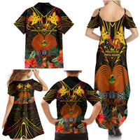 Papua New Guinea Manus Province Family Matching Summer Maxi Dress and Hawaiian Shirt Papua Niugini Coat Of Arms With Flag Style LT14 - Polynesian Pride