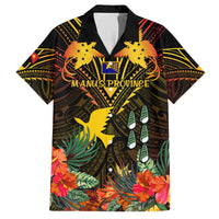 Papua New Guinea Manus Province Family Matching Summer Maxi Dress and Hawaiian Shirt Papua Niugini Coat Of Arms With Flag Style LT14 Dad's Shirt - Short Sleeve Black - Polynesian Pride