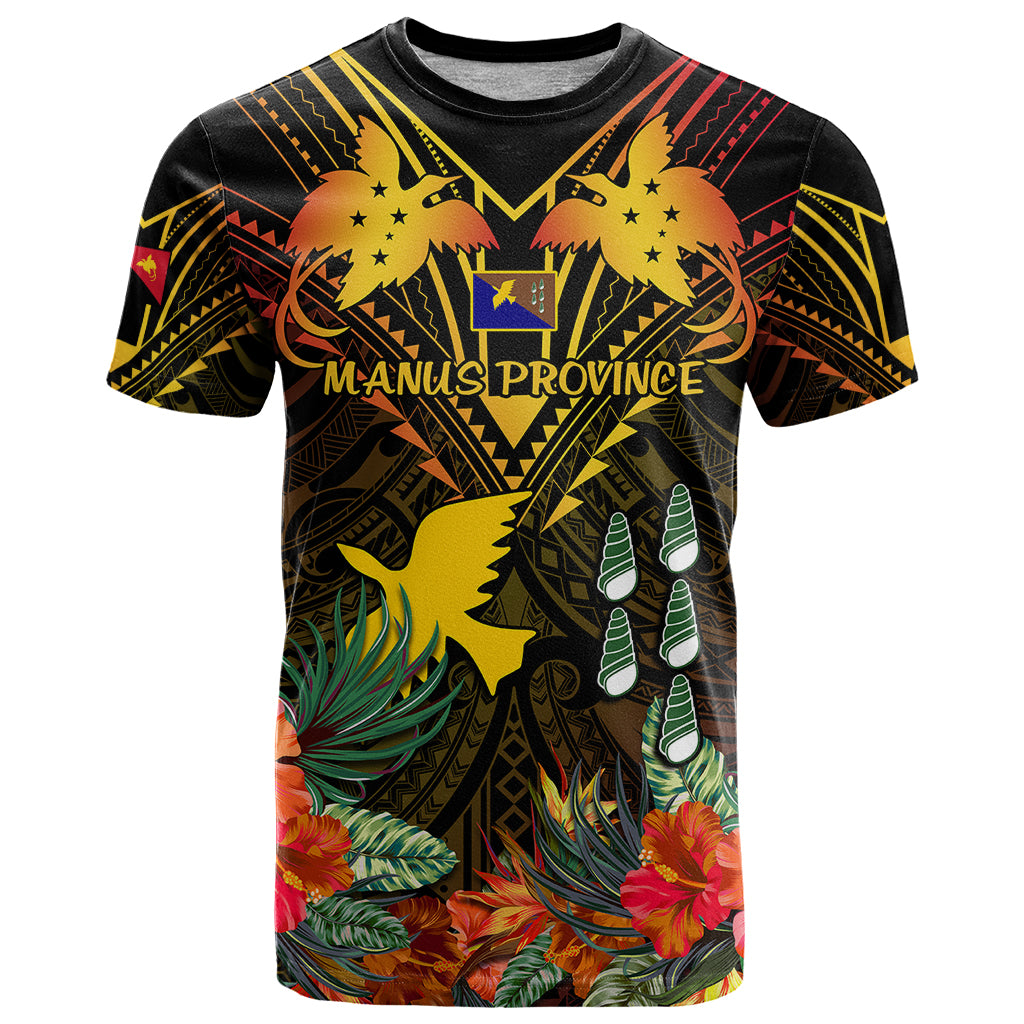 Papua New Guinea Manus Province T Shirt Papua Niugini Coat Of Arms With Flag Style LT14 Black - Polynesian Pride