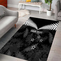 Custom New Zealand Silver Fern Football Area Rug Go Aotearoa Grunge Black LT14 - Polynesian Pride