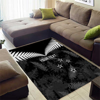 Custom New Zealand Silver Fern Football Area Rug Go Aotearoa Grunge Black LT14 - Polynesian Pride
