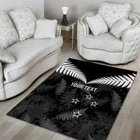 Custom New Zealand Silver Fern Football Area Rug Go Aotearoa Grunge Black LT14 - Polynesian Pride