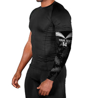 Custom New Zealand Silver Fern Football Arm Sleeves Go Aotearoa Grunge Black LT14 - Polynesian Pride