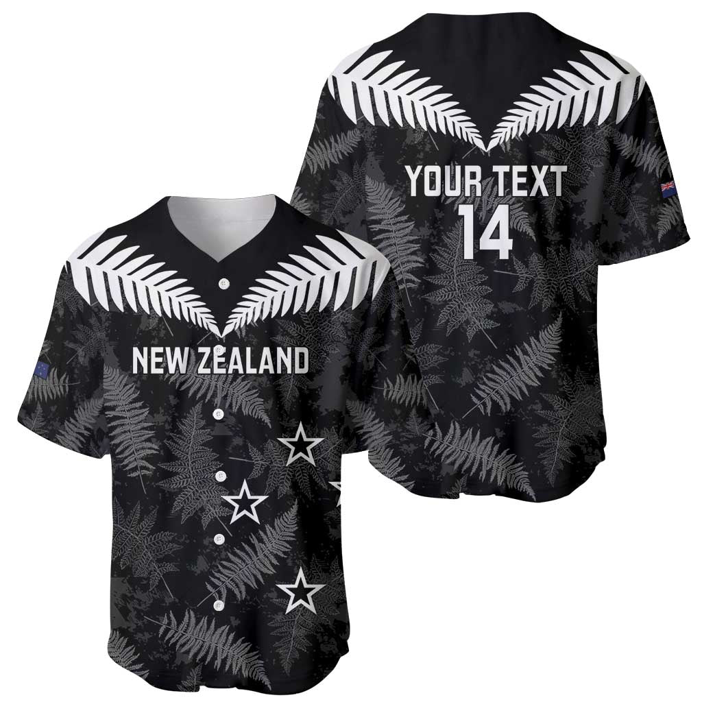 Custom New Zealand Silver Fern Football Baseball Jersey Go Aotearoa Grunge Black LT14 - Polynesian Pride