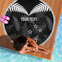 Custom New Zealand Silver Fern Football Beach Blanket Go Aotearoa Grunge Black LT14 - Polynesian Pride