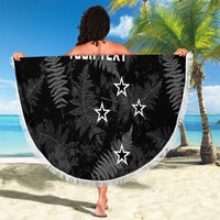 Custom New Zealand Silver Fern Football Beach Blanket Go Aotearoa Grunge Black LT14 - Polynesian Pride