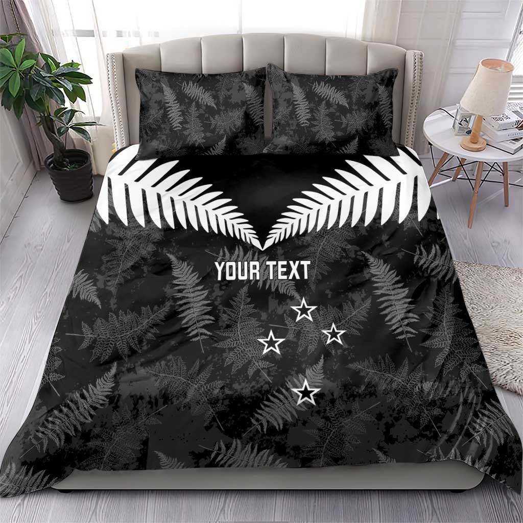 Custom New Zealand Silver Fern Football Bedding Set Go Aotearoa Grunge Black LT14 - Polynesian Pride