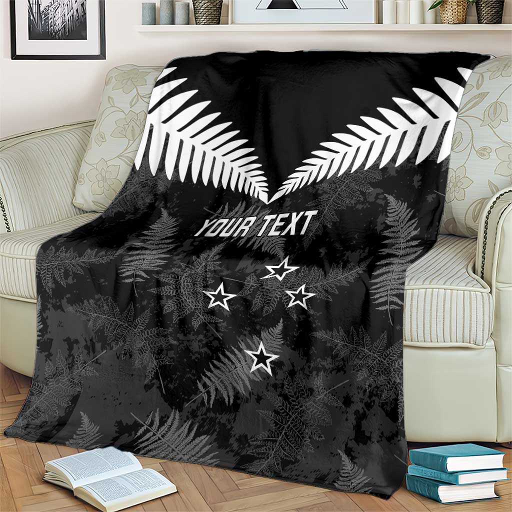 Custom New Zealand Silver Fern Football Blanket Go Aotearoa Grunge Black LT14 - Polynesian Pride