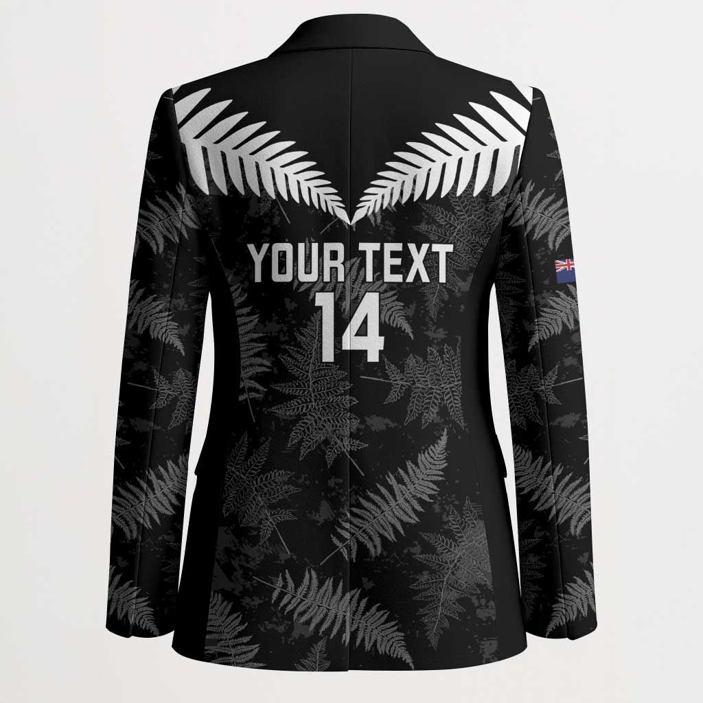 Custom New Zealand Silver Fern Football Blazer Go Aotearoa Grunge Black LT14 - Polynesian Pride