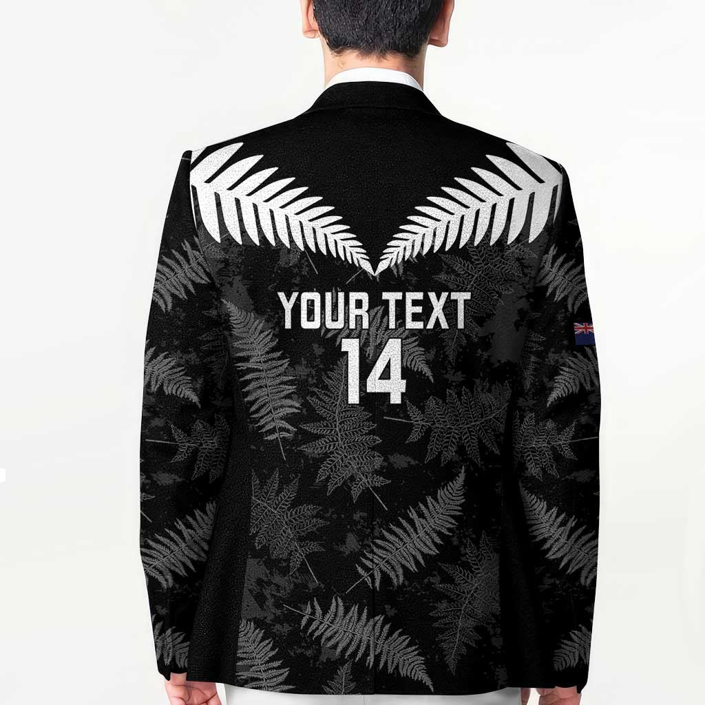 Custom New Zealand Silver Fern Football Blazer Go Aotearoa Grunge Black LT14 - Polynesian Pride