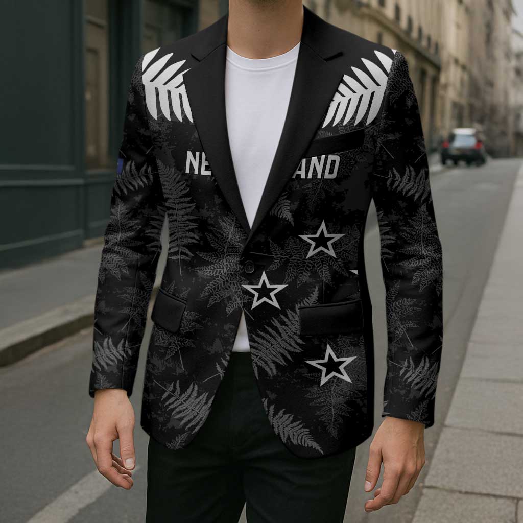 Custom New Zealand Silver Fern Football Blazer Go Aotearoa Grunge Black LT14 - Polynesian Pride