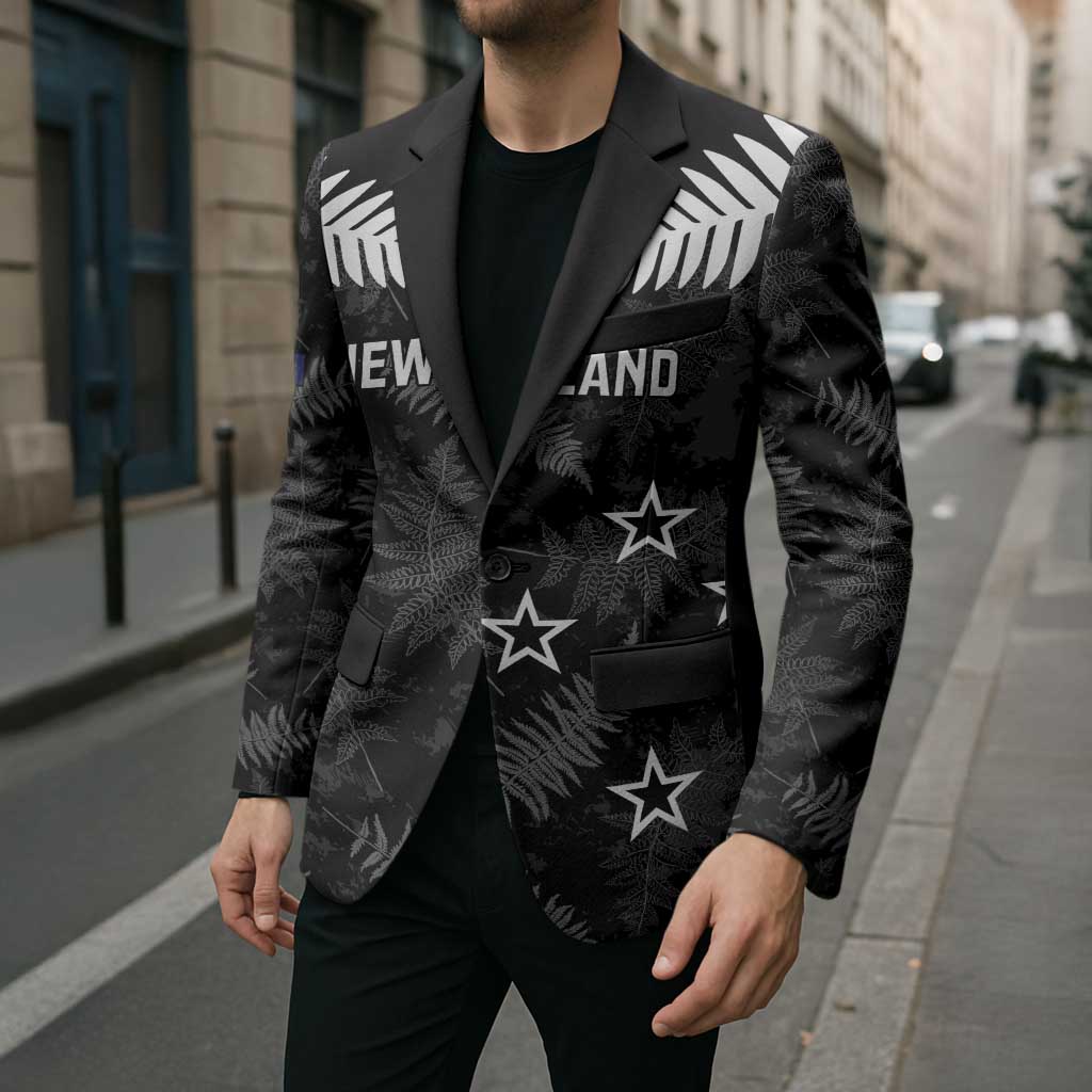 Custom New Zealand Silver Fern Football Blazer Go Aotearoa Grunge Black LT14 - Polynesian Pride