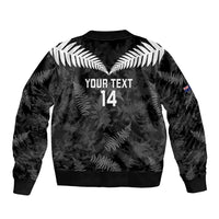 Custom New Zealand Silver Fern Football Bomber Jacket Go Aotearoa Grunge Black LT14 - Polynesian Pride