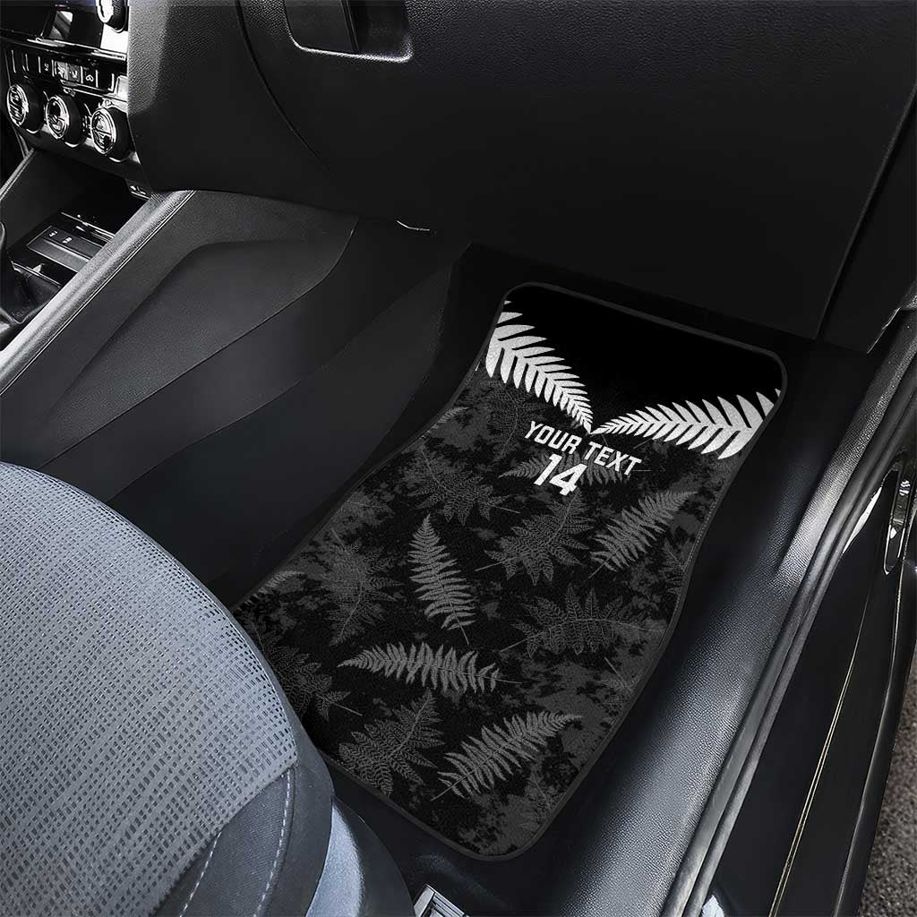 Custom New Zealand Silver Fern Football Car Mats Go Aotearoa Grunge Black LT14 - Polynesian Pride