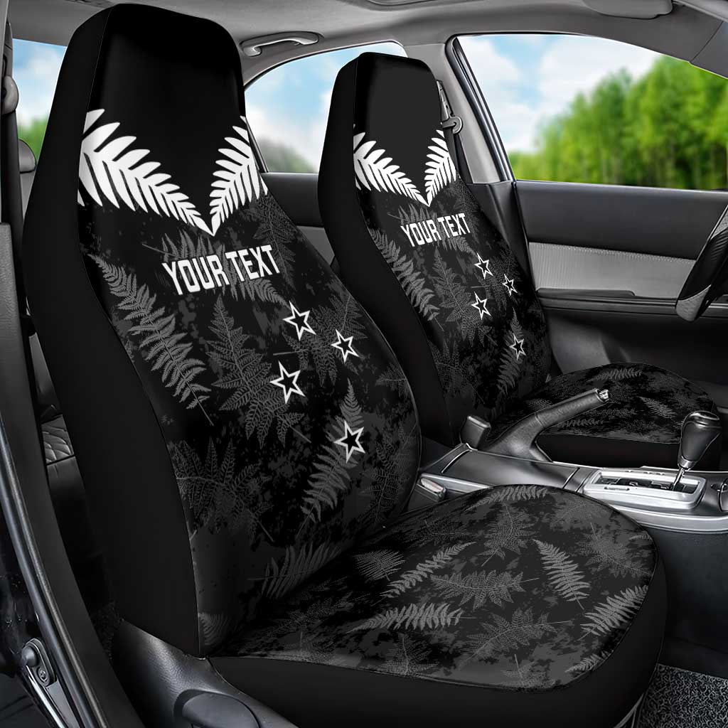 Custom New Zealand Silver Fern Football Car Seat Cover Go Aotearoa Grunge Black - Polynesian Pride