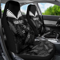 Custom New Zealand Silver Fern Football Car Seat Cover Go Aotearoa Grunge Black - Polynesian Pride