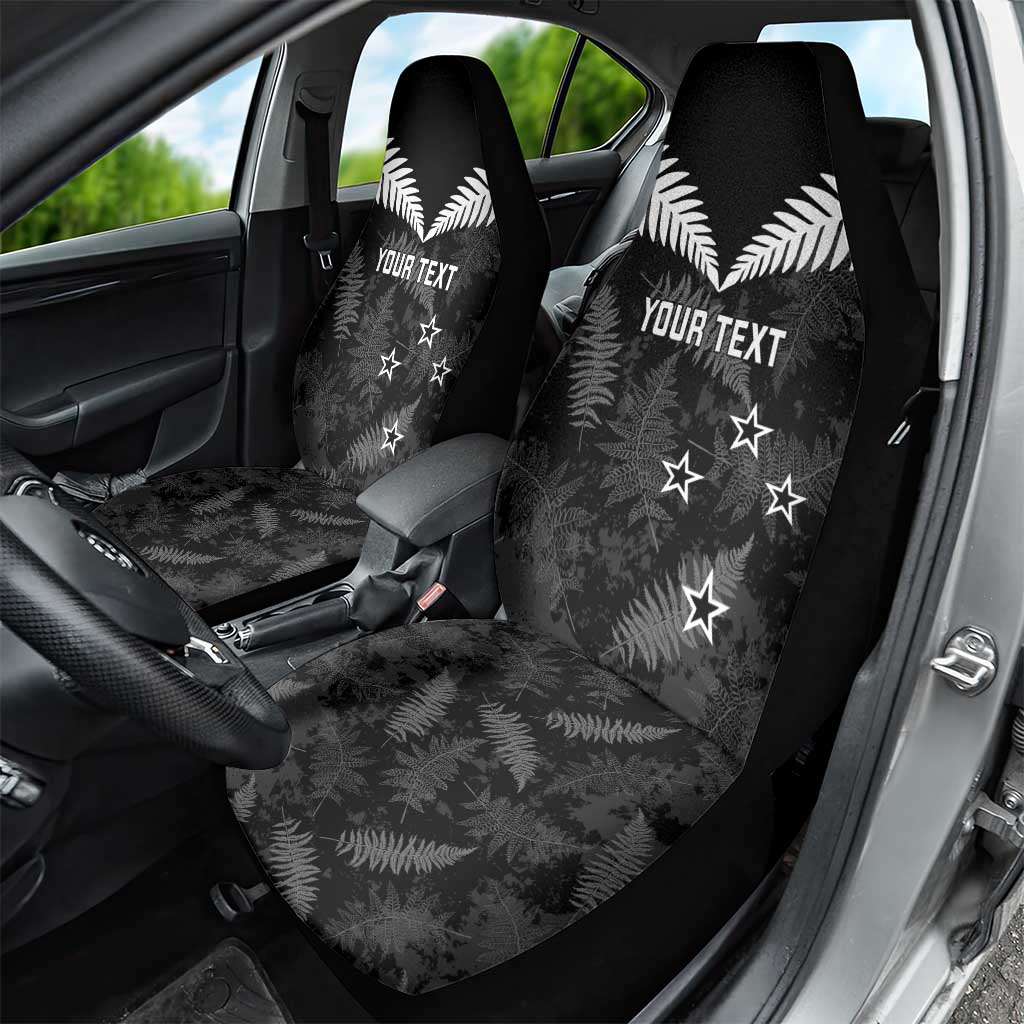 Custom New Zealand Silver Fern Football Car Seat Cover Go Aotearoa Grunge Black - Polynesian Pride