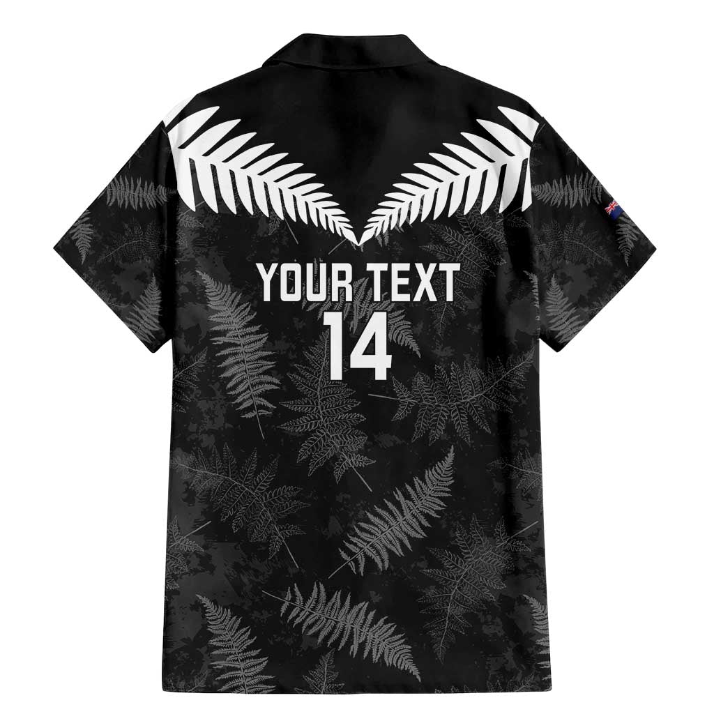 Custom New Zealand Silver Fern Football Family Matching Mermaid Dress and Hawaiian Shirt Go Aotearoa Grunge Black - Polynesian Pride
