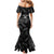 Custom New Zealand Silver Fern Football Family Matching Mermaid Dress and Hawaiian Shirt Go Aotearoa Grunge Black - Polynesian Pride