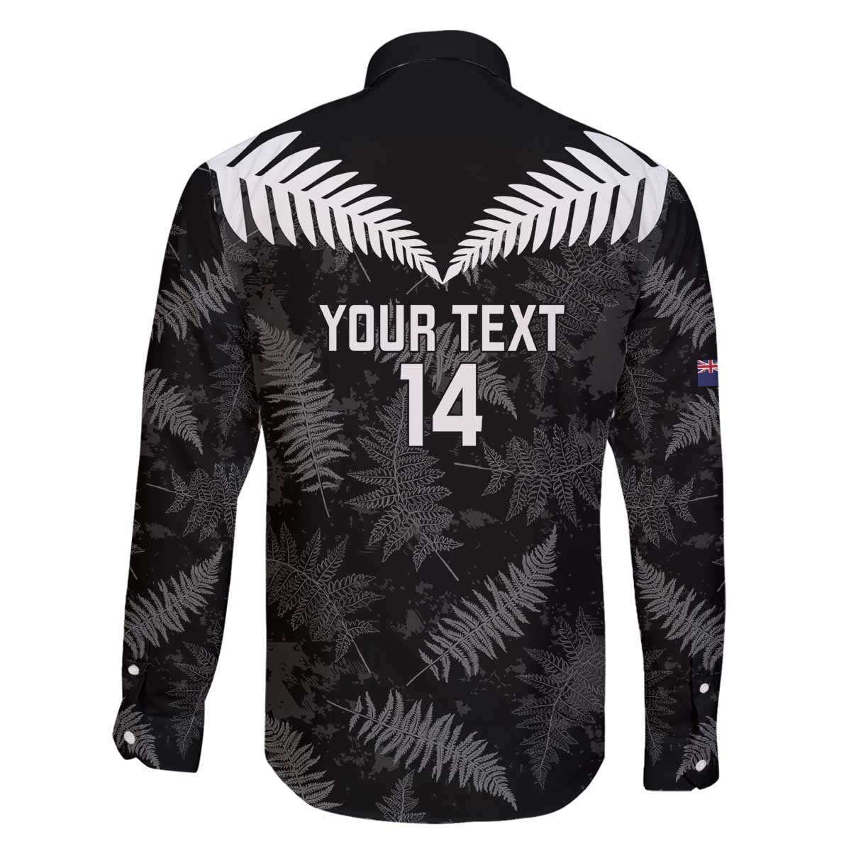 Custom New Zealand Silver Fern Football Family Matching Off The Shoulder Long Sleeve Dress and Hawaiian Shirt Go Aotearoa Grunge Black - Polynesian Pride