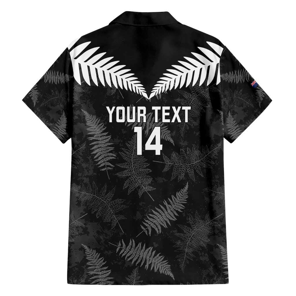 Custom New Zealand Silver Fern Football Family Matching Tank Maxi Dress and Hawaiian Shirt Go Aotearoa Grunge Black - Polynesian Pride