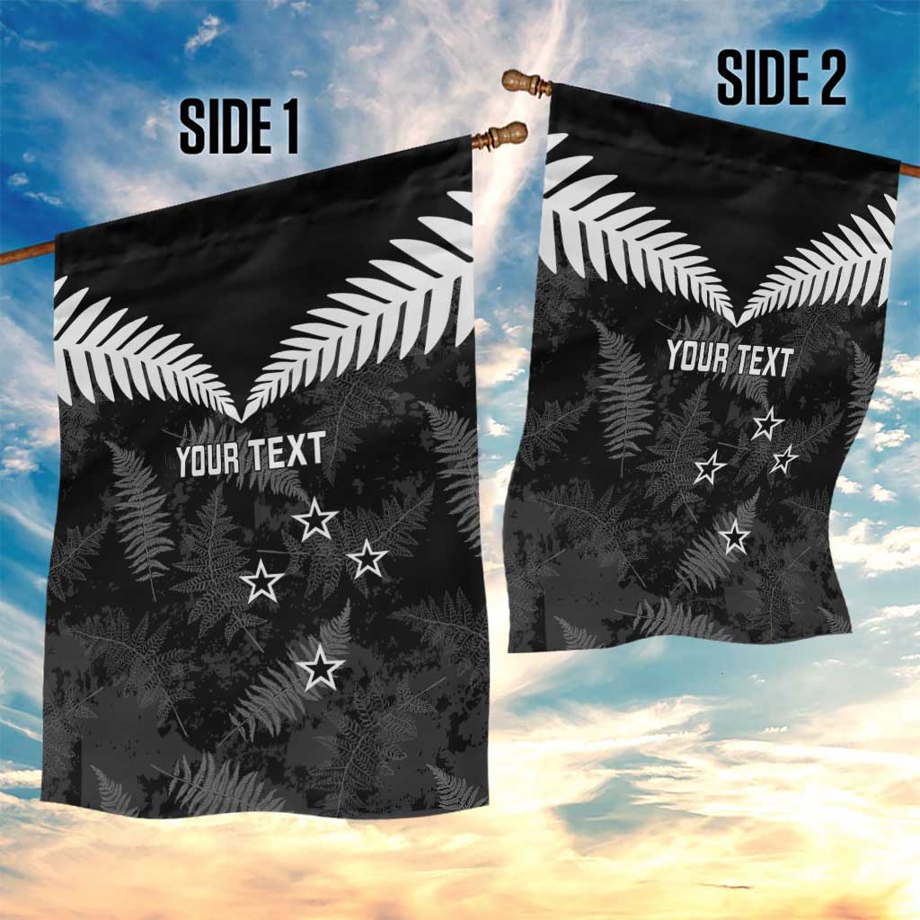 Custom New Zealand Silver Fern Football Garden Flag Go Aotearoa Grunge Black - Polynesian Pride