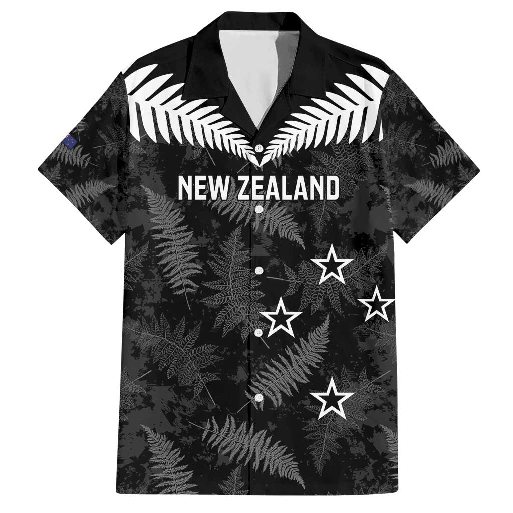 Custom New Zealand Silver Fern Football Hawaiian Shirt Go Aotearoa Grunge Black - Polynesian Pride