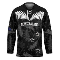 Custom New Zealand Silver Fern Football Hockey Jersey Go Aotearoa Grunge Black - Polynesian Pride
