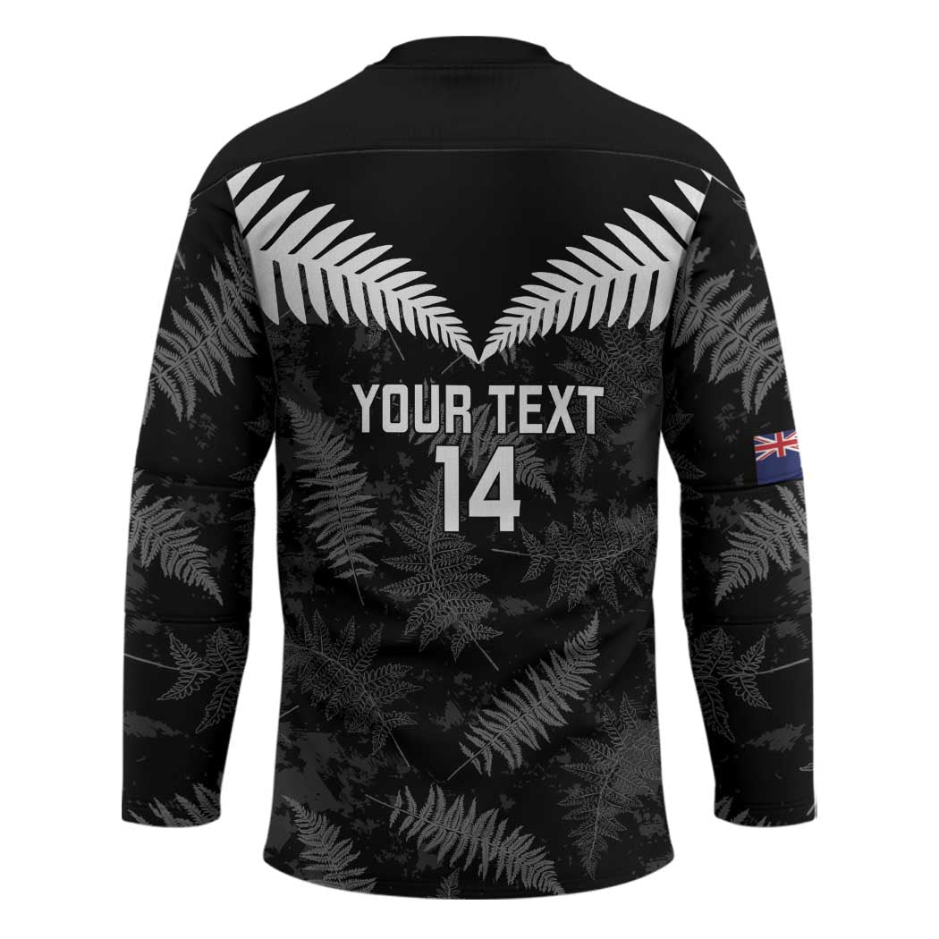 Custom New Zealand Silver Fern Football Hockey Jersey Go Aotearoa Grunge Black - Polynesian Pride