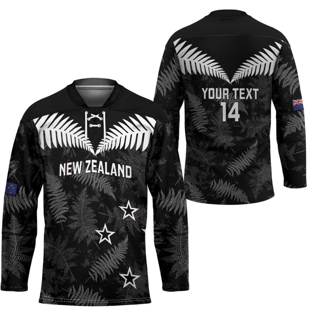 Custom New Zealand Silver Fern Football Hockey Jersey Go Aotearoa Grunge Black - Polynesian Pride