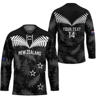Custom New Zealand Silver Fern Football Hockey Jersey Go Aotearoa Grunge Black - Polynesian Pride