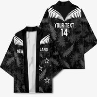 Custom New Zealand Silver Fern Football Kimono Go Aotearoa Grunge Black - Polynesian Pride