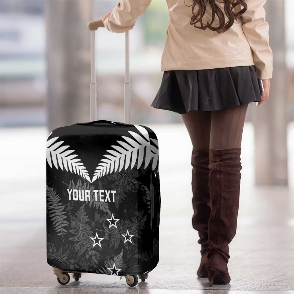 Custom New Zealand Silver Fern Football Luggage Cover Go Aotearoa Grunge Black LT14 - Polynesian Pride