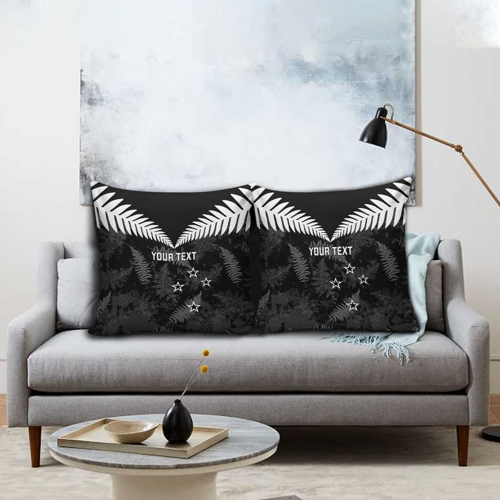 Custom New Zealand Silver Fern Football Pillow Cover Go Aotearoa Grunge Black LT14 - Polynesian Pride
