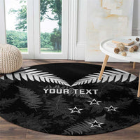 Custom New Zealand Silver Fern Football Round Carpet Go Aotearoa Grunge Black LT14 - Polynesian Pride