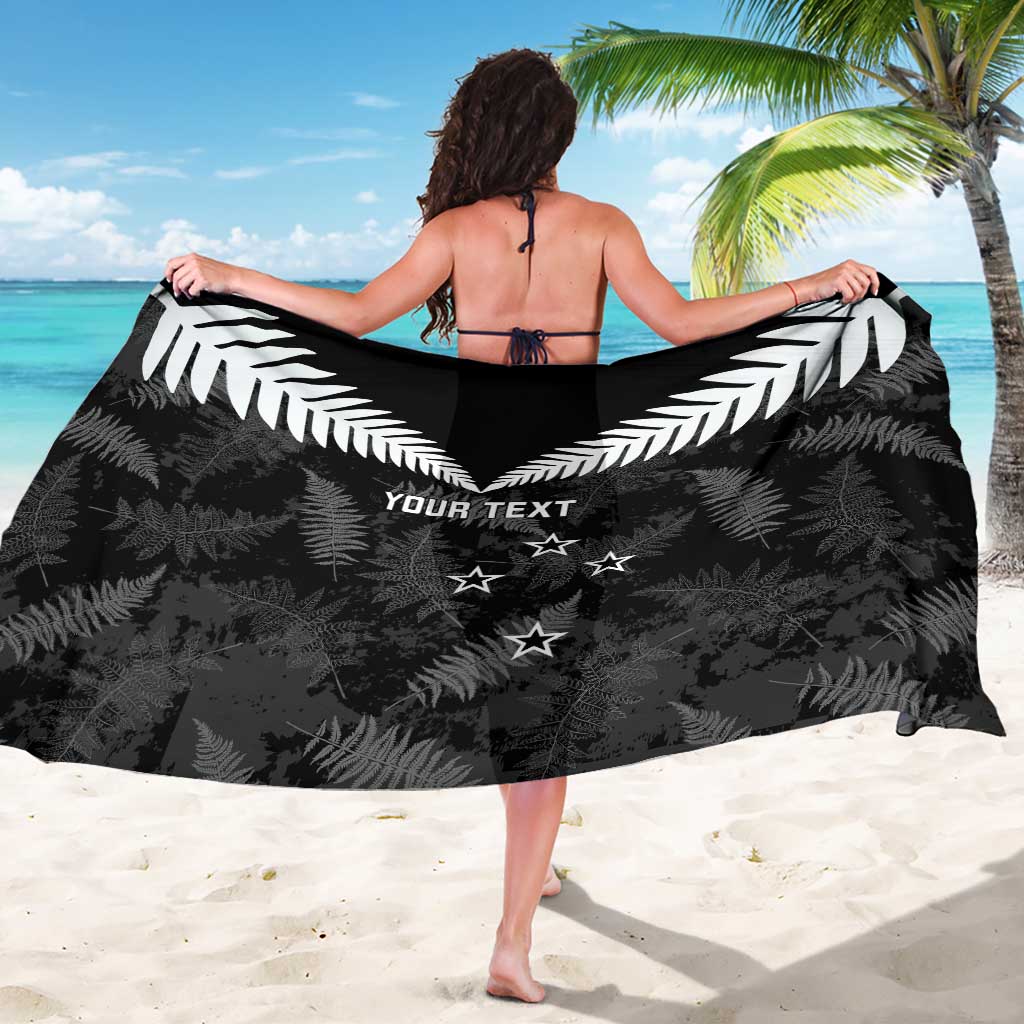 Custom New Zealand Silver Fern Football Sarong Go Aotearoa Grunge Black LT14 - Polynesian Pride