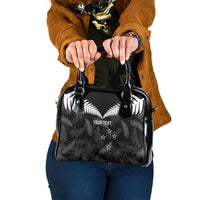 Custom New Zealand Silver Fern Football Shoulder Handbag Go Aotearoa Grunge Black LT14 One Size Black - Polynesian Pride