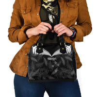 Custom New Zealand Silver Fern Football Shoulder Handbag Go Aotearoa Grunge Black LT14 - Polynesian Pride