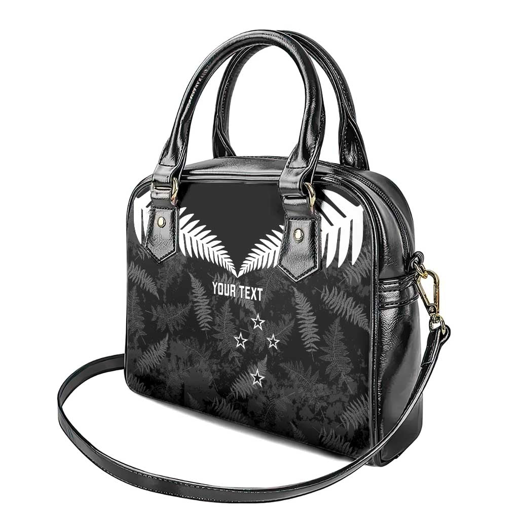 Custom New Zealand Silver Fern Football Shoulder Handbag Go Aotearoa Grunge Black LT14 - Polynesian Pride