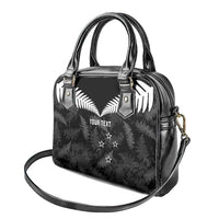 Custom New Zealand Silver Fern Football Shoulder Handbag Go Aotearoa Grunge Black LT14 - Polynesian Pride