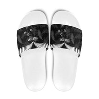 Custom New Zealand Silver Fern Football Slide Sandals Go Aotearoa Grunge Black LT14 Black - Polynesian Pride