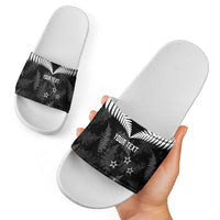 Custom New Zealand Silver Fern Football Slide Sandals Go Aotearoa Grunge Black LT14 - Polynesian Pride