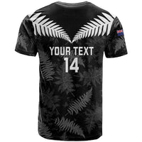 Custom New Zealand Silver Fern Football T Shirt Go Aotearoa Grunge Black - Polynesian Pride