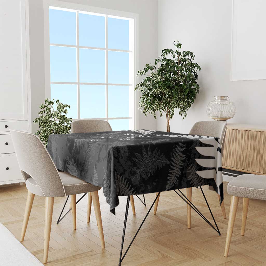 Custom New Zealand Silver Fern Football Tablecloth Go Aotearoa Grunge Black LT14 - Polynesian Pride