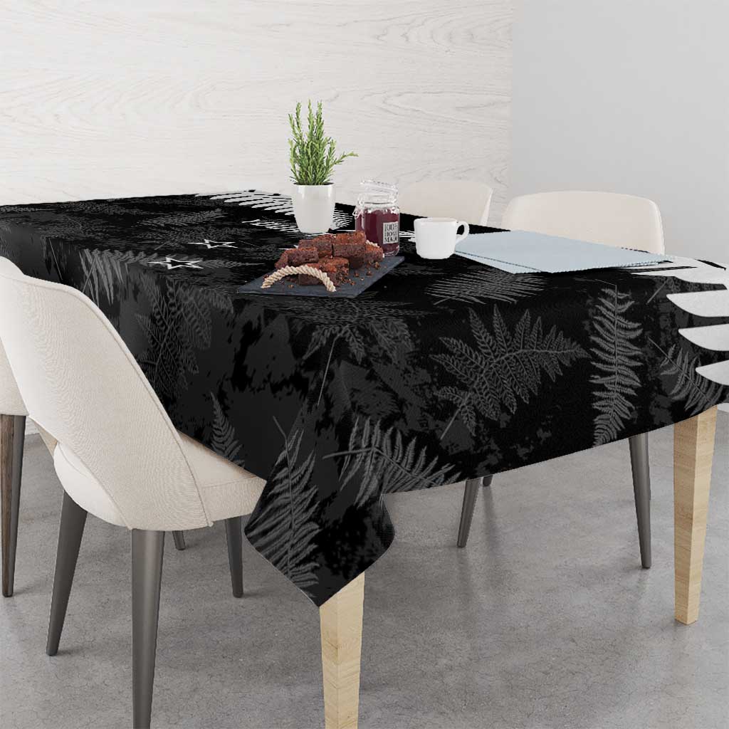 Custom New Zealand Silver Fern Football Tablecloth Go Aotearoa Grunge Black LT14 - Polynesian Pride